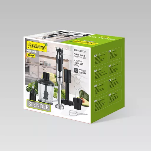 Maestro MR-567 turmixgép Merülő mixer 1000 W Fekete, Rozsdamentes acél