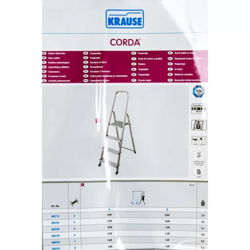 CORDA DOMESTIC ALUMINUM LADDER 4 STEPS 000705 KRAUSE