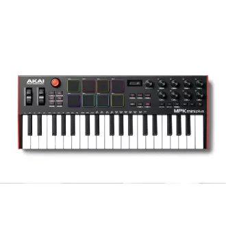   Akai MPK Mini Plus MIDI billentyűzet 37 kulcsok USB Fekete, Vörös, Fehér