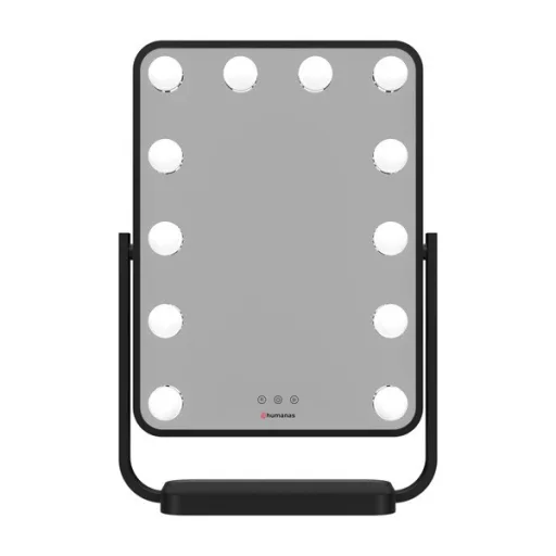 HUMANAS HM01 dönthető kozmetikai tükör, 12 db LED, érintőképernyő, 360°, teljesítmény, szín szabályozás, black