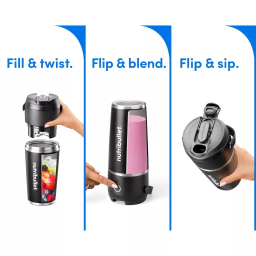 NutriBullet Flip 0,59 L Hordozható turmixgép 11 W Fekete