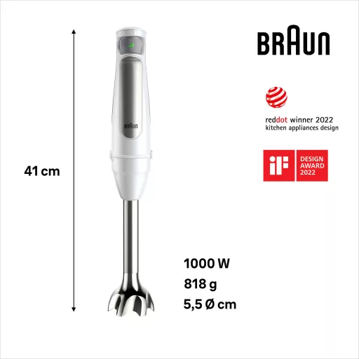Braun MultiQuick 7 MQ7035IWH 0,6 L Merülő mixer 1000 W Rozsdamentes acél, Fehér