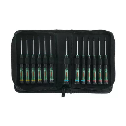 Präzisions-Schraubendreher Set, 13 teilig (grün/schwarz)