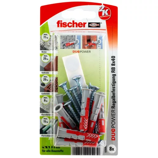 Fischer DuoPower 8 db Csavar és tipli készlet 40 mm