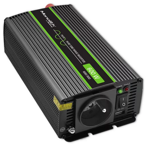 Qoltec Monolith áramátalakító és inverter Auto/Beltéri 600 W Fekete
