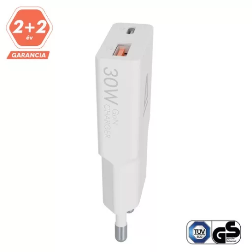 AVAX Hálózati töltő USB-A USB-C 30W Nano Slim fehér