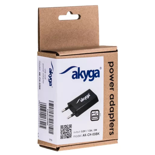 Akyga AK-CH-03BK mobiltelefon töltő Okostelefon, Táblagép Fekete Váltakozó áram, Egyenáram Beltéri