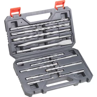   SDS Plus Meißel- & Bohrer-Satz, 12-teilig (rot, O 5-16mm, Transportkoffer)