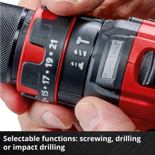 Einhell TE-CD 18/44 Li-i 24000 RPM Kulcsnélküli 1,59 kg Fekete, Vörös