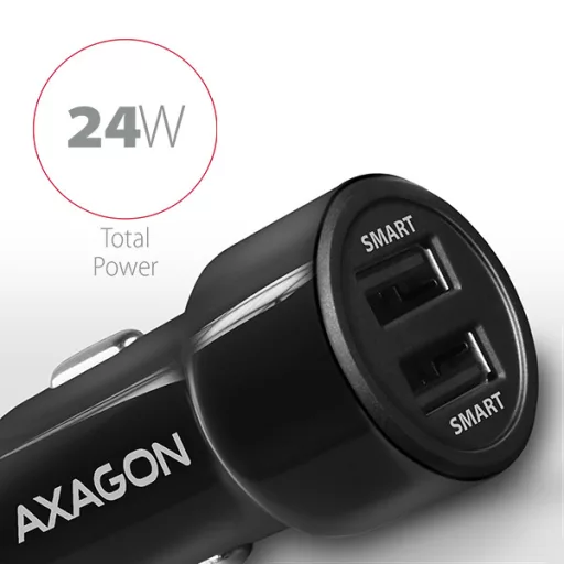 Axagon PWC-5V5 mobiltelefon töltő Mobiltelefon, Okostelefon, Táblagép, Univerzális Fekete Szivargyújtó Gyorstöltés Automatikus
