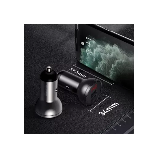 Baseus CCBX-0G mobiltelefon töltő Univerzális Fekete, Szürke Szivargyújtó Automatikus