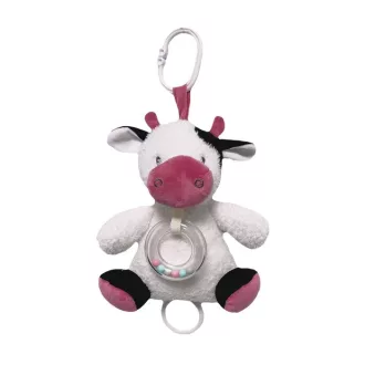 Cow music box white-claret 18 cm
