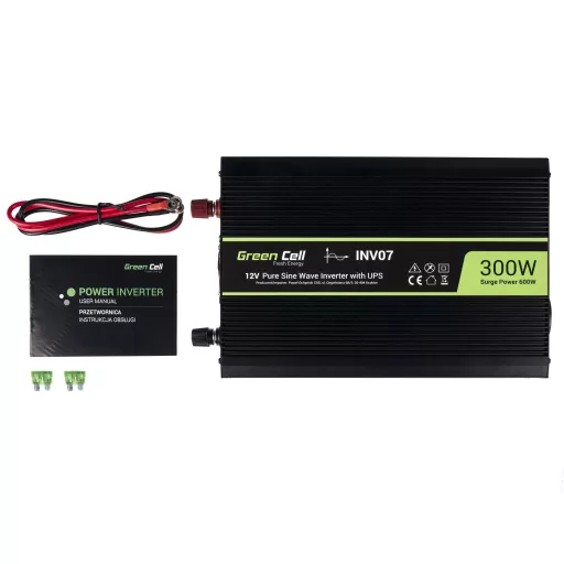 Green Cell INV07 áramátalakító és inverter Automatikus 300 W Fekete
