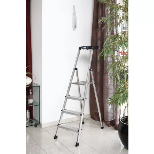 Krause 126528 létra Lépcsőfokos létra Alumínium, Fekete