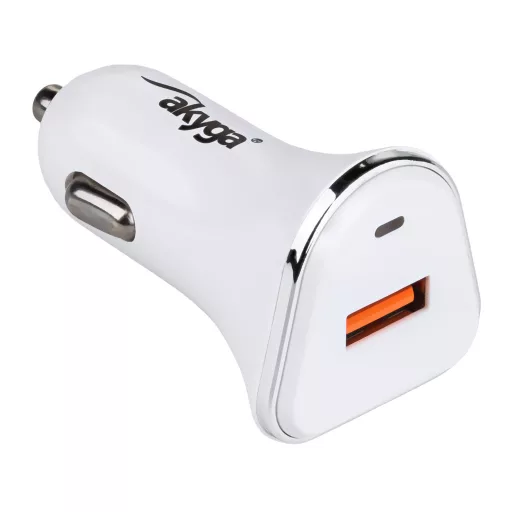 Akyga Car charger AK-CH-07 USB 5V/3.0A 15W Quick Charge 3.0 Mobiltelefon, Táblagép Fehér Gyorstöltés Automatikus
