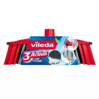   Vileda 142156 seprű Beltéri Puha/Kemény sörte Polietilén-tereftalát (PET) Fekete, Szürke, Vörös