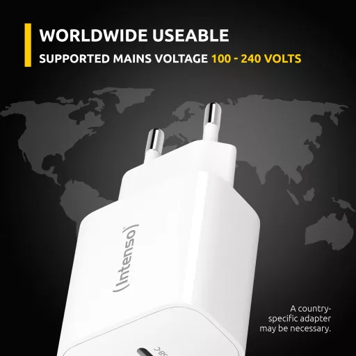 Intenso POWER ADAPTER USB-C/7802012 Univerzális Fehér Váltakozó áram Gyorstöltés Beltéri