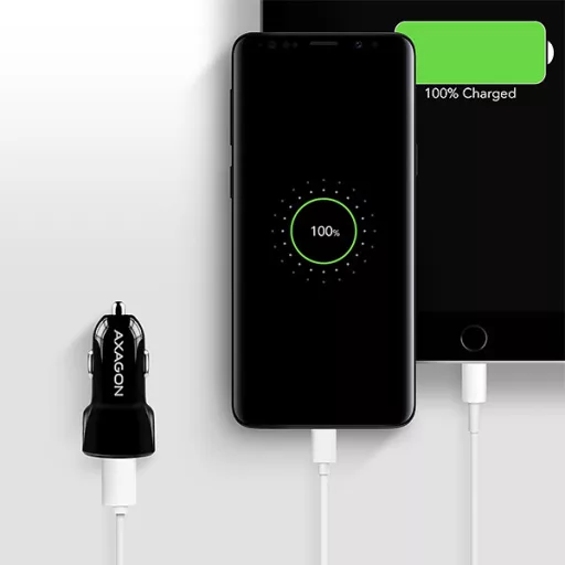 Axagon PWC-QC5 mobiltelefon töltő Mobiltelefon, Okostelefon, Táblagép, Univerzális Fekete Szivargyújtó Gyorstöltés Automatikus