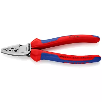  Knipex 97 72 180 krimpelő fogó Kombinált fogó Kék, Vörös, Ezüst