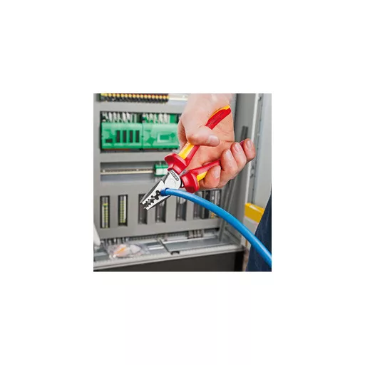 Knipex 97 72 180 krimpelő fogó Kombinált fogó Kék, Vörös, Ezüst