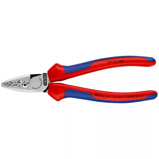Knipex 97 72 180 krimpelő fogó Kombinált fogó Kék, Vörös, Ezüst