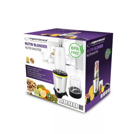 Esperanza EKM028 turmixgép Asztali mixer 1000 W Fekete, Rozsdamentes acél