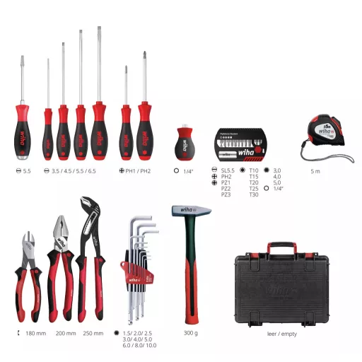 Werkzeugkoffer Basic L mechanic (schwarz/rot, 36-teilig, mit Koffer)
