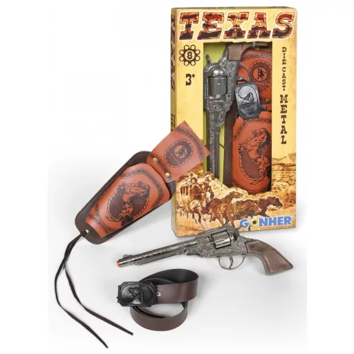 Metal cowboy revolver with a holster Gonher