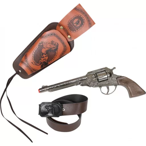 Metal cowboy revolver with a holster Gonher