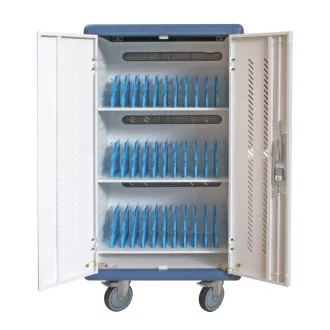   Techly I-CABINET-30DTY tároló/töltő kocsi és szekrény mobileszközökhöz Szabadon álló Fehér, Kék