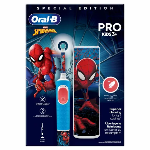 Oral-B Vitality Pro Kids Spiderman Gyerek Forgó-oszcilláló fogkefe Kék, Vörös