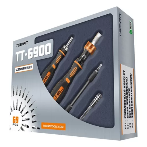 KEZ TT-6900 Professzionális Bit és Dugókulcs készlet, 69 db-os