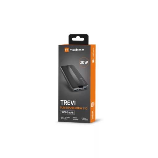 NATEC TREVI SLIM Q V2 Lítium-polimer (LiPo) 10000 mAh Fekete