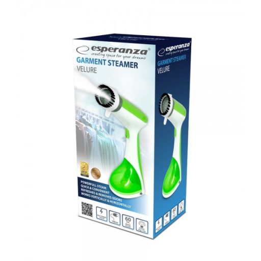 Esperanza EHI008 ruhagőzölő Kézi gőzölő (ruházathoz) 0,22 L 1400 W Zöld, Fehér