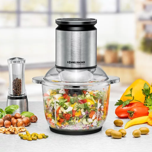 Rommelsbacher MZ 600 konyhai aprítógép 2 L 600 W Fekete, Rozsdamentes acél