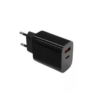 Wall charger 2x3A USB C + USB A Power Delivery black