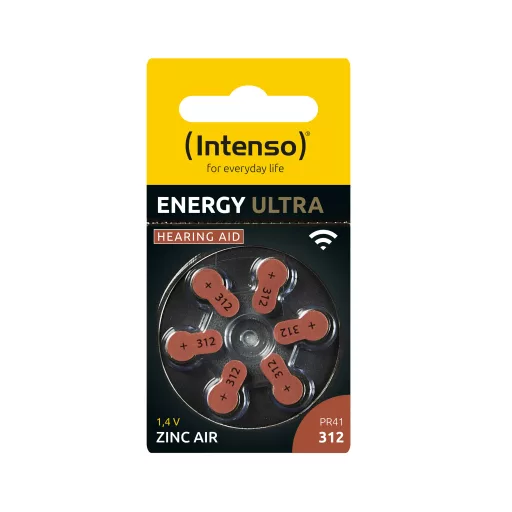 Intenso A312 Energy Hörgeraete Batterie 6er Blister - Batterie - 148 mAh Egyszer használatos elem 312 Cink-levegő