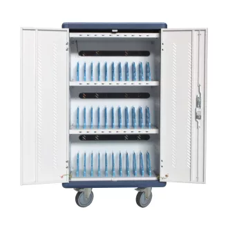   Techly I-CABINET-30DUTY tároló/töltő kocsi és szekrény mobileszközökhöz Tároló kocsi mobileszközökhöz Fehér, Kék