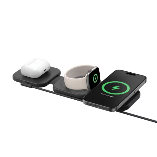 Belkin BoostCharge Pro Fejhallgató, Okostelefon, Okosóra Fekete USB Vezeték nélkül tölthető Gyorstöltés Beltéri