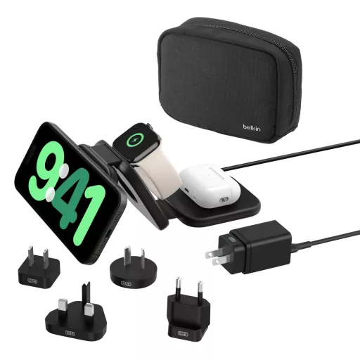 Belkin BoostCharge Pro Fejhallgató, Okostelefon, Okosóra Fekete USB Vezeték nélkül tölthető Gyorstöltés Beltéri