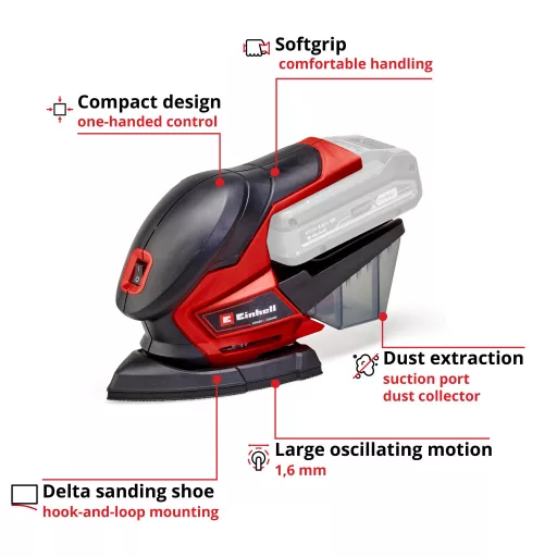 Einhell TE-OS 18/150 Li Solo Multi csiszoló 12000 RPM 24000 OPM Fekete, Vörös