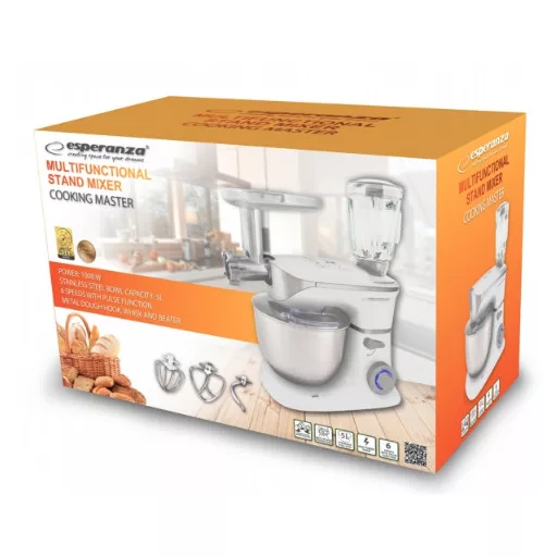 Esperanza EKM025 darálógép 1000 W 5 L Rozsdamentes acél, Fehér