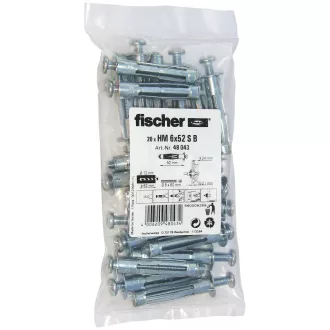   Fischer 48043 horgonycsavar és tipli 20 db Csavar és tipli készlet 52 mm