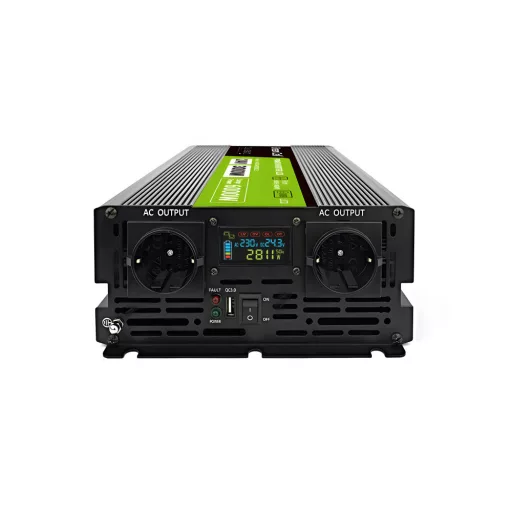 Green Cell Przetwornica napicia PowerInverter LCD 24 V 3000W/60000W Przetwornica samochodowa z wywietlaczem - czysty sinus áramátalakító és inverter Automatikus Fekete