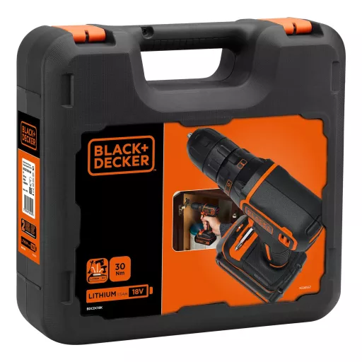 Black & Decker BDCDC18K-QW fúrógép Kulcsnélküli Fekete, Narancssárga