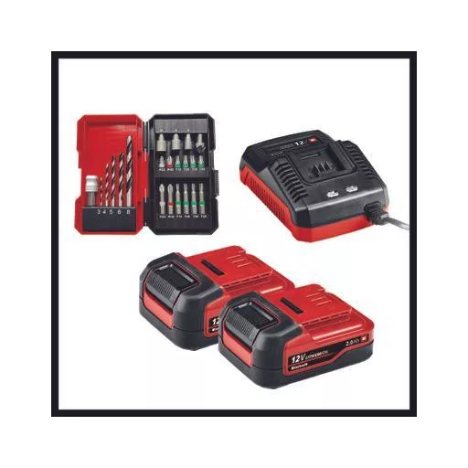 Einhell TE-CD 12/1 Li +22+CL (2x2.0Ah) Fekete, Fémes, Vörös
