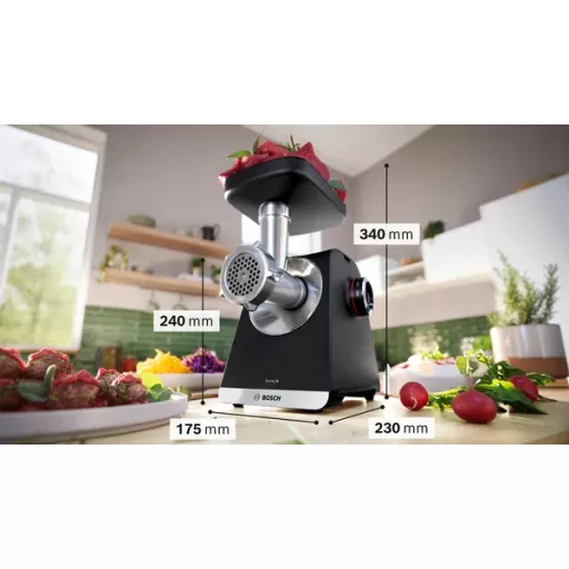 Bosch Serie 6 MFWS650B húsdaráló 500 W Fekete, Ezüst
