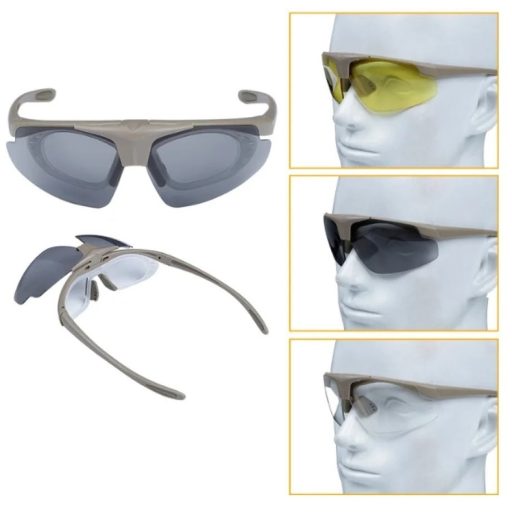 Wosport Tan shooting glasses - 3 interchangeable visors, strap