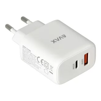 AVAX Hálózati töltő USB-A USB-C 65W, fehér