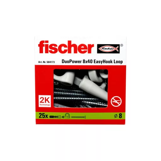 Fischer 564173 horgonycsavar és tipli 25 db Kampós csavar és tipli készlet